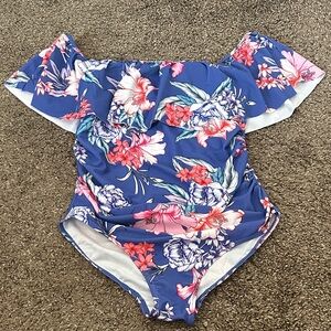 Pinkblush Floral Blue One Piece Maternity Swimsuit
